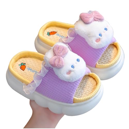 Hausschuhe Mädchen Warme Foam Sohle Schlappen mit Hasen Motive Pantoffeln Kinder Offene Atmungsaktiv Slippers Kids Süß Bequeme Winterschuhe Herbst Innenbereich Freizeitschuhe von Generisch