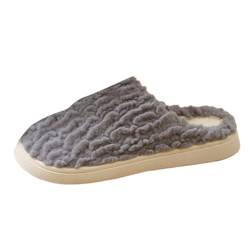 Hausschuhe Unisex Warme Plüsch Hausschuhes Flach Slip On Winterschuhe Wolkenfleece-gefüttert Home Slippers Memory-Schaum Gästehausschuhe Cute Filzpantoffeln Weiche Dicke Boden Bettschuhe von Generisch