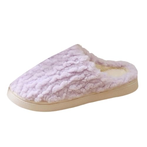 Hausschuhe Unisex Warme Plüsch Hausschuhes Flach Slip On Winterschuhe Wolkenfleece-gefüttert Home Slippers Memory-Schaum Gästehausschuhe Cute Filzpantoffeln Weiche Dicke Boden Bettschuhe von Generisch