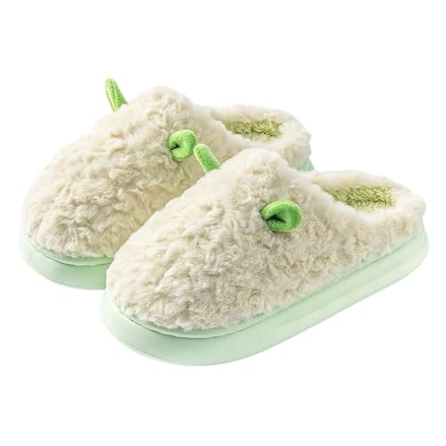 Hausschuhe Winter Bequeme Damen-Hausschuhe für Hause, warme Hausschuhe mit dicker Sohle und Slip-Design für gemütliche Entspannung (Green, 40) von Generisch