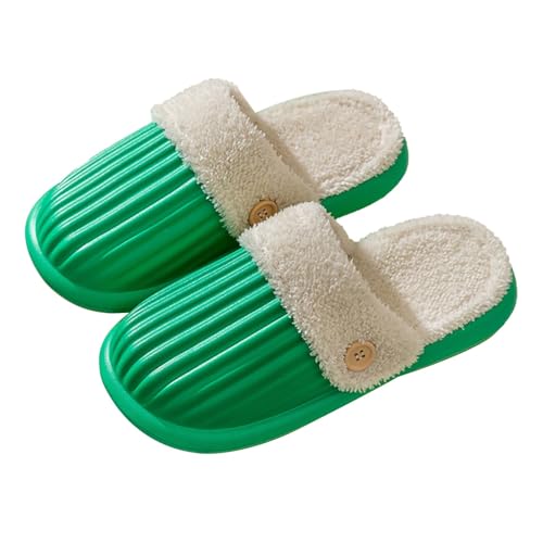 Hausschuhe für Erwachsene, Memory-Effekt, Yogamatte, rutschfest, warm, Plüsch, gemütlich, für drinnen und draußen, bequeme Dinosaurier-Hausschuhe für Damen und Herren, grün, 37 EU von Generisch