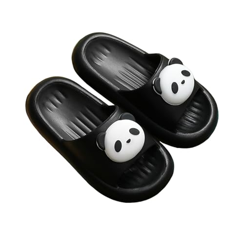 Hausschuhe für Mädchen, weiches Eva, für drinnen draußen, lässig, bequem, mit Panda-Print, Schlupfschuhe für Kleinkinder im von 2 bis 12 Jahren (Black, 25 Toddler) von Generisch
