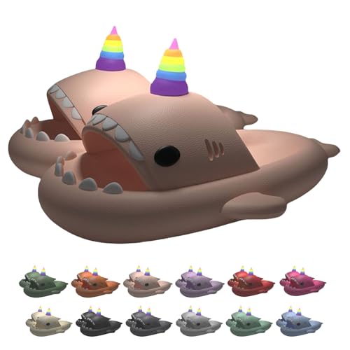 Hausschuhe mit Einhorn-Haifisch-Motiv für Männer und Frauen, Dunkeln leuchtende weiche, rutschfeste Dusche (Pink, Erwachsene, Damen, 36, Numerisch (von/bis), EU Schuhgrößensystem, 37, M) von Generisch