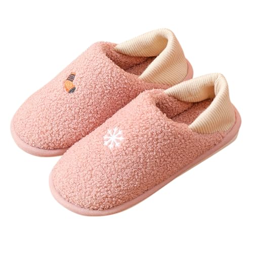 Hausschuhes Damen Geschlossen Hausschuhe Damen Plüsch Lustig Pantoffeln Warm Gefüttert Winterschuhe Weihnachten Pantoletten Slip On Filzhausschuhe Einfarbig Schlappen Freizeit Filzpantoffeln von Generisch