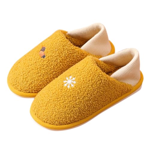 Hausschuhes Damen Geschlossen Hausschuhe Damen Plüsch Lustig Pantoffeln Warm Gefüttert Winterschuhe Weihnachten Pantoletten Slip On Filzhausschuhe Einfarbig Schlappen Freizeit Filzpantoffeln von Generisch