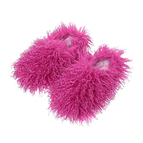 Hausschuhes Damen Plüsch Rosa Winter Hausschuhe Damen Warm Pantoffeln rutschfest Winterschuhe Flauschige Hauspantoffeln Freizeit Hauslatschen Slip On Slippers Einfarbig Pantoletten von Generisch
