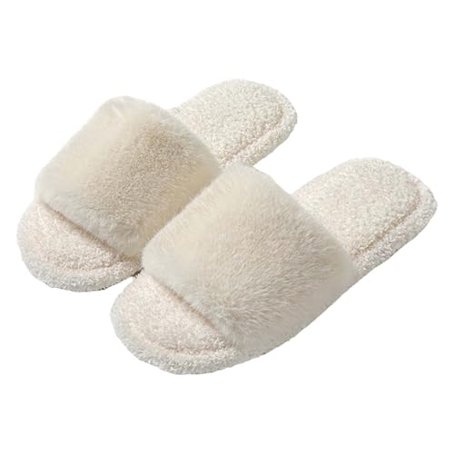 Hausschuhes Damen Warm Hausschuhe Damen Plüsch Rosa Filz Offen Hausschuhe Plüsch Warme Filzpantoffeln Minimalist Filzhausschuhe Freizeit Winterschuhe Leicht Hauslatschen Für Bequem Slipper von Generisch