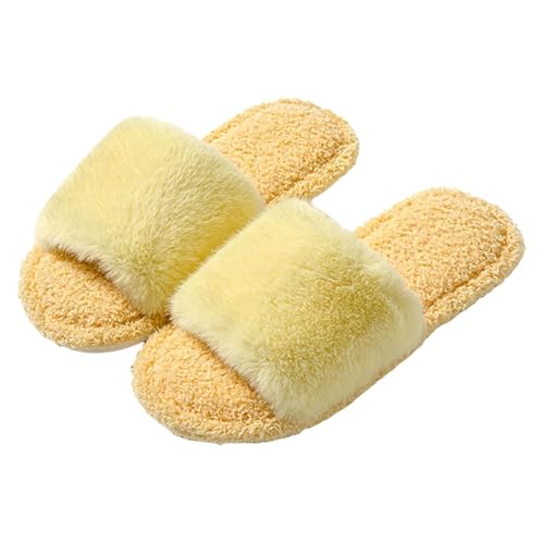 Hausschuhes Damen Warm Hausschuhe Damen Plüsch Rosa Filz Offen Hausschuhe Plüsch Warme Filzpantoffeln Minimalist Filzhausschuhe Freizeit Winterschuhe Leicht Hauslatschen Für Bequem Slipper von Generisch
