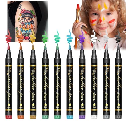 Haut Body Art Marker | Gesichtsschminkstifte - 10 Farben Gesichtsfarbe Partyzubehör Für Frauen Männer Erwachsene Jugendliche Cosplay Halloween von Generisch