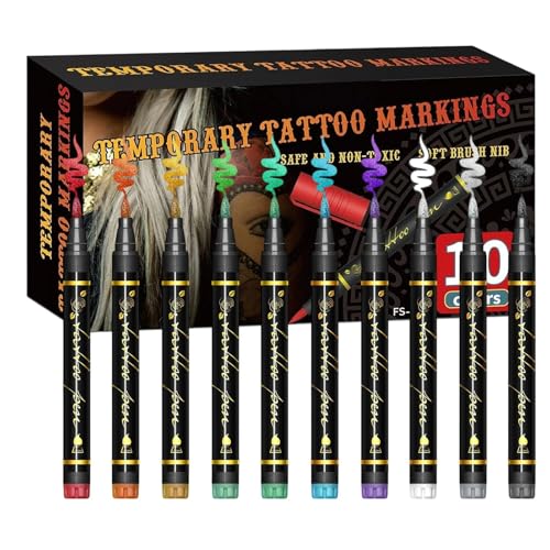 Hautmarkierungsstifte, Body Marker Stift, Waschbare Gesichtsfarbe 10 Farben Für Jugendliche Erwachsene Männer Kinder Cosplay Halloween von Generisch