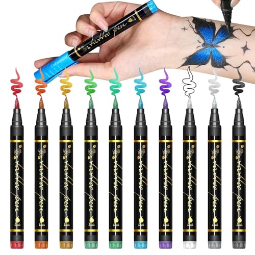 Hautmarkierungsstifte,Body Marker Stift - Waschbare Gesichtsfarbe 10 Farben Für Jugendliche Erwachsene Männer Kinder Cosplay Halloween von Generisch