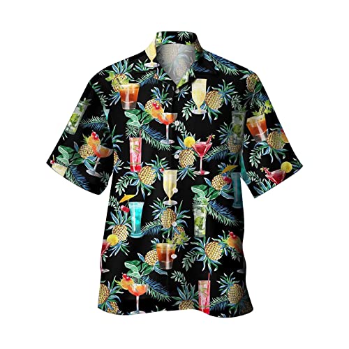 Hawaii Hemd Männer Leicht Und Luftig Sommer Bedruckter Sommerhemd Große Größen Casual Aloha Bügelfrei Freizeithemd Hawaiihemd Baumwolle Regular Fit Urlaub Funky Strandhemd Kurzarmhemd von Generisch