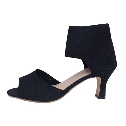Heels Dance Schuhe, Sandalen Damen Mit Absatz Peeptoes Sandaletten Damenschuhe Breite Füße Pumps Sommerschuhe Schicke Brautschuhe Elegant Absatzschuhe Weite H Slides, Schwarz, 42 von Generisch