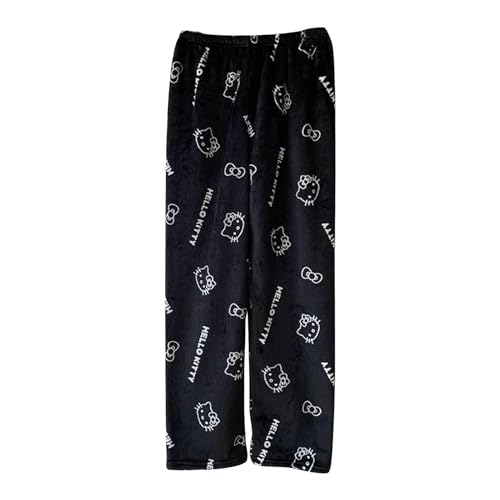 𝐇𝐞𝐥𝐥𝐨 𝐊ἰ𝐭𝐭𝐲 Pyjama Hose Damen - 𝐇𝐞𝐥𝐥𝐨 𝐊ἰ𝐭𝐭𝐲 Pyjamahose Weihnachten Damen Hosen Lang Flanell Kawaii Anime Bequeme Schlafanzughose Cartoon Casual Schlafanzug für Teenager Mädchen von Generisch