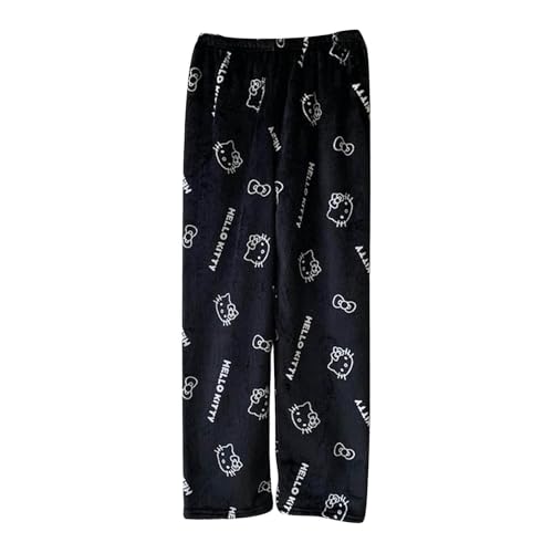 𝐇𝐞𝐥𝐥𝐨 𝐊ἰ𝐭𝐭𝐲 Pyjama Hose Damen - 𝐇𝐞𝐥𝐥𝐨 𝐊ἰ𝐭𝐭𝐲 Pyjamahose Weihnachten Damen Hosen Lang Flanell Kawaii Anime Bequeme Schlafanzughose Cartoon Casual Schlafanzug für Teenager Mädchen von Generisch