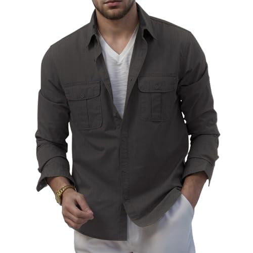 Hemd Herren Button Down Herrenhemden Langarm Regular Fit Freizeithemden Revers Einfarbig Shirt Cordhemd mit Zwei Taschen Hemd Herren Button Down Herrenhemden Langarm Regular Fit Freizeithemden Revers Einfarbig Shirt Cordhemd mit Zwei Taschen von Generisch