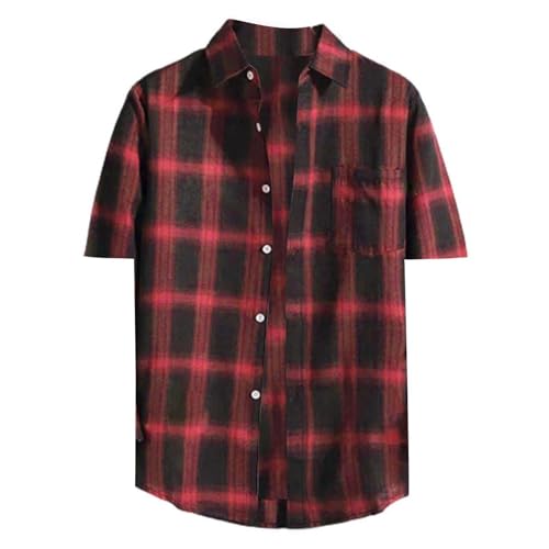 Hemd Herren Kurzarm Freizeithemd Kariert Kurzarmhemd Businesshemd Sommerhemd Regular Fit Basic Shirt Freizeithemden Taillierte Funktionsshirts Leichte Tops Herren Shirts Kurzarm von Generisch