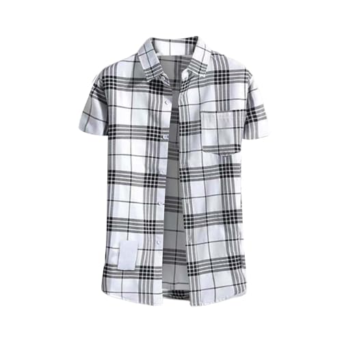 Hemd Herren Kurzarm Freizeithemd Sommer Regular Fit Casual Button Down Shirts Button Down Herrenhemden Mit 1 Brusttaschen Leichte Tops Taillierte Funktionsshirts Short Sleeve T-Shirt von Generisch