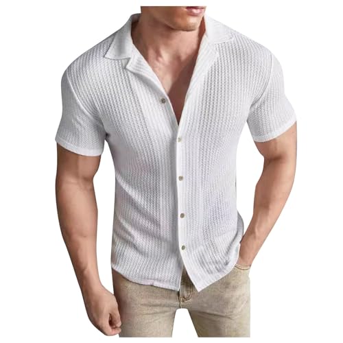 Hemd Herren Kurzarm Vintage Hawaii Button Down Freizeithemden Uv-Schutz Shirt Atmungsaktiv Slim Fit Strandhemd Sommer Funky Sommerhemd Sportliches Trachtenhemd von Generisch