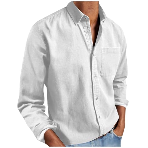 Hemd Herren Langarm Bügelfrei Freizeithemd Regular Fit Business Hemden Einfabrig Umlegekragen Herrenhemd Baumwolle Button Down Businesshemd Basic Oberhemden mit Brusttasche Männer Anzug Hemd S-4XL von Generisch