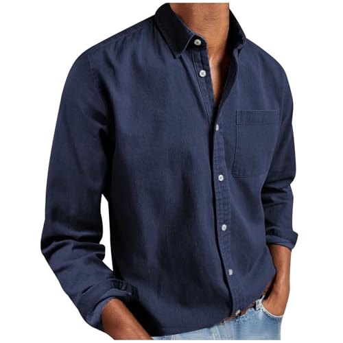 Hemd Herren Langarm Bügelfrei Freizeithemd Regular Fit Business Hemden Einfabrig Umlegekragen Herrenhemd Baumwolle Button Down Businesshemd Basic Oberhemden mit Brusttasche Männer Anzug Hemd S-4XL von Generisch