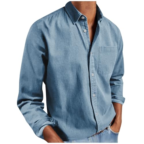 Hemd Herren Langarm Bügelfrei Freizeithemd Regular Fit Business Hemden Einfabrig Umlegekragen Herrenhemd Baumwolle Button Down Businesshemd Basic Oberhemden mit Brusttasche Männer Anzug Hemd S-4XL von Generisch