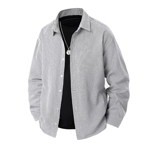 Hemd Herren Langarm Sommer Regular Modern Fit Hemden für Herren Comfort Body Fit Freizeithemd Gestreifte Herrenhemden Modische Business Casual Langarmhemd Trachtenhemd Button Down B 3XL von Generisch