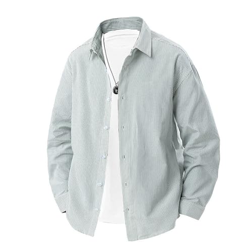 Hemd Herren Langarm Sommer Regular Modern Fit Hemden für Herren Comfort Body Fit Freizeithemd Gestreifte Herrenhemden Modische Business Casual Langarmhemd Trachtenhemd Button Down B 3XL von Generisch