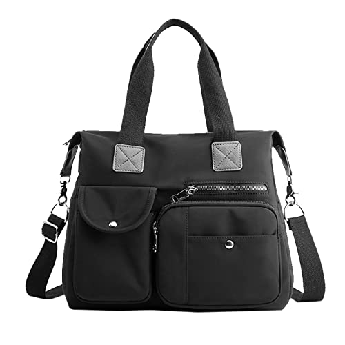 Hemd Kariert Herren 2 Taschen Damenhandtasche Große Umhängetasche Top- Handtasche Große Kapazität Mit Schultergurten Geeignet Für Fitnessstudios Arbeitsplätze Und Schulen Reise (Black, One Size) von Generisch