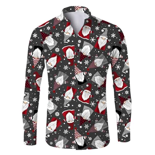 Hemd Weihnachten Herren, Slim Fit Lustig Weihnachtshemd Hemd Weihnachten XXL Langarm Weihnachtsoutfit Christmas Shirt Große Größen Baumwolle Weihnachtshemden Weihnachtskleidung von Generisch