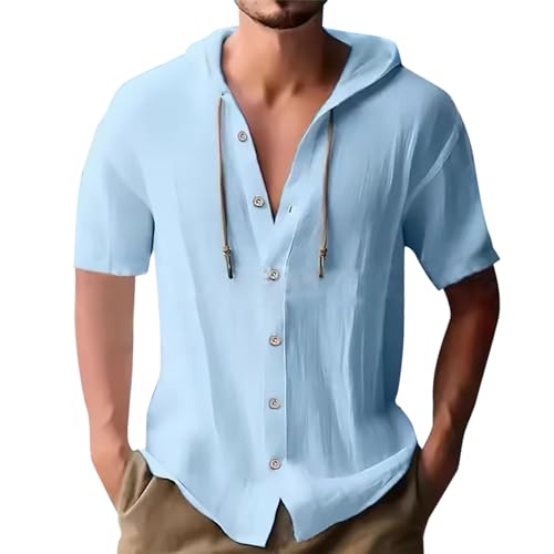 Hemden Herren Kapuzenpullover Baumwolle Hoodie Einfarbig Hoody Oberteile Knopfleiste Kurzarm Hemd mit Kapuz Pullover Dünner Baseball-Sweatshirt Bequeme Kapuzenshirt Basic Shirts Hemden Herren Kapuzenpullover Baumwolle Hoodie Einfarbig Hoody Oberteile Knopfleiste Kurzarm Hemd mit Kapuz Pullover Dünner Baseball-Sweatshirt Bequeme Kapuzenshirt Basic Shirts von Generisch