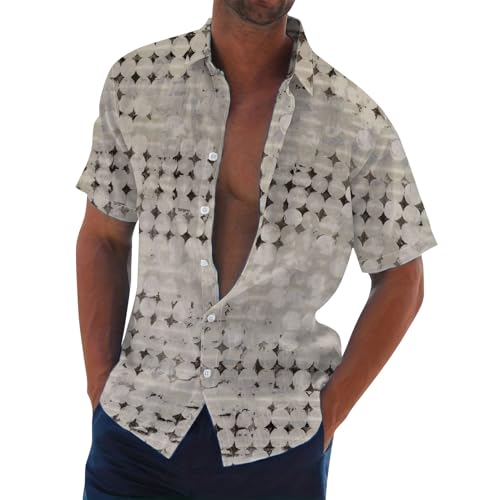 Hemden Herren Kurzarm, Freizeithemd Businesshemd Sommer Casual Shirt Strand Hemd Button Down Leinen Kurzarm Weiß Bügelfrei Herrenhemd Poloshirt Baumwolle Männer Shirt von Generisch