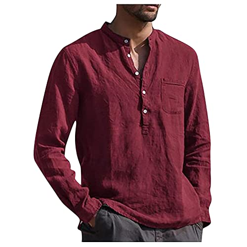 Henley Shirt Herren Langarm Button-Down-Kragen Sommer Knopfleiste Herren T Shirt Trocknende Slim Fit T-Shirt Herren Freizeit T Shirt Herren Mit Sprüchen Leicht Funktionsshirt von Generisch