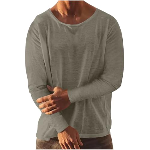 Leinenhemd Herren Langarm Musselin Leinen Hemden Stehkragenhemd Hemd Klassiker Herrenhemden Leichtes Strandhemd Baumwollhemd Sommer Sommerhemd Linen Shirt Modische Freizeithemd Kurzarmhemd von Generisch