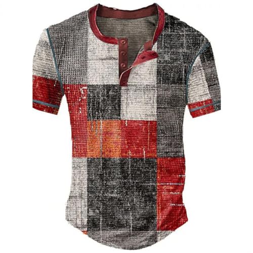 Henley T-Shirt Herren Vintage 2025 Sommer Tshirt Kurzarm Button Down Shirt Mode Karierte Sportshirt Sommershirt Lässige Kurzarmshirt Große Größe S-4XL Henley T-Shirt Herren Vintage 2025 Sommer Tshirt Kurzarm Button Down Shirt Mode Karierte Sportshirt Sommershirt Lässige Kurzarmshirt Große Größe S-4XL von Generisch