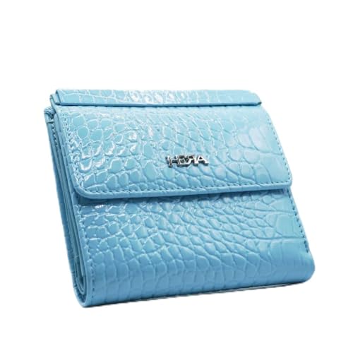 Hera Echtleder Portemonnaie Damen in Krokodil-Optik | hochwertige Geldbörse Nappa Leder | kompaktes und Elegantes Design mit Samtbeutel & Geschenkkarton | Geldbeutel blau | Wallet Blue Bliss von Generisch