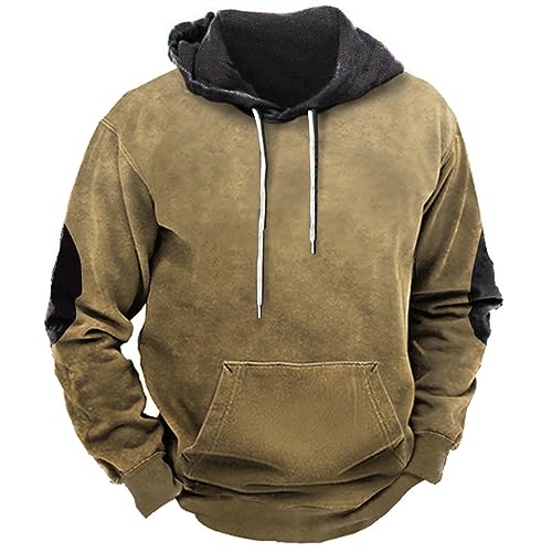 Herbst Winter Bequemes Und Warmes Pulli Sweatshirt Für Männer Herren Herbst Langarm Hoodie Kapuzenpullover Tops Outdoor Sweatshirt Shirt Casual Langarm Karierten Kordelzug Jacquard Hooded Sweat von Generisch