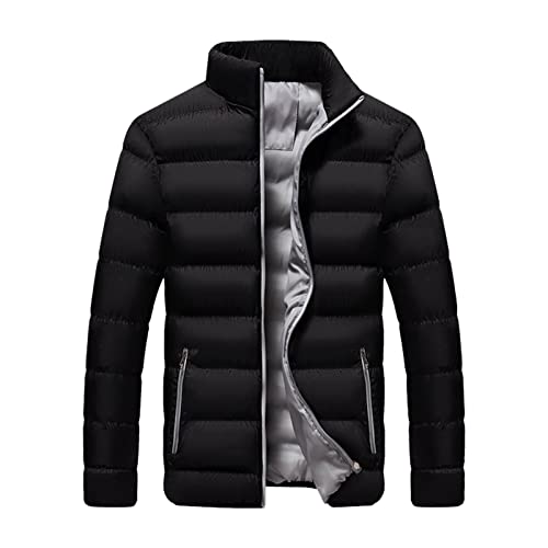 Herbstjacke Herren Warm, Pufferjacke Winterjacke Warme Leichte Reißverschlusstasche Stehkragen Steppjacke Kapuzen Isolierter Daunenjacken Herrenmantel Zum Wandern Herrens Jackets (4XL, Gray) Generisch von Generisch