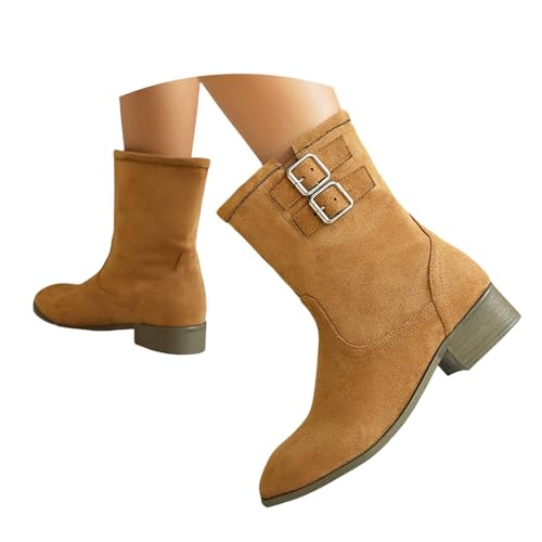 Herbststiefelette Damen Bequem Modische rutschfest Walkingschuhe Breite Fuße Chelsea Ankle Boots Wildleder Booties Freizeit Damenschuhe Schlüpfschuhe Halbstiefel von Generisch