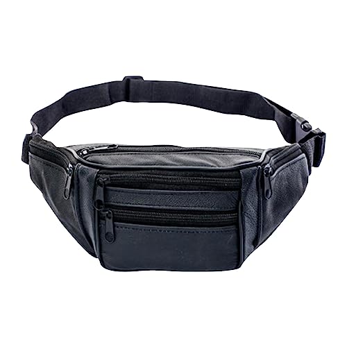 Herren + solide + Leder + Hüfttasche + Reisen + Outdoor + Hüfttasche + Sport + groß + Kapazität + Handy + Laufen + Hüfttasche hohe Taille Workout-Hose für Damen, Schwarz , Einheitsgröße von Generisch