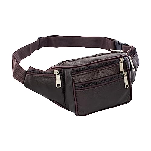 Herren + solide + Leder + Hüfttasche + Reisen + Outdoor + Hüfttasche + Sport + groß + Kapazität + Handy + Laufen + Hüfttasche mit Blase, coffee, Einheitsgröße von Generisch