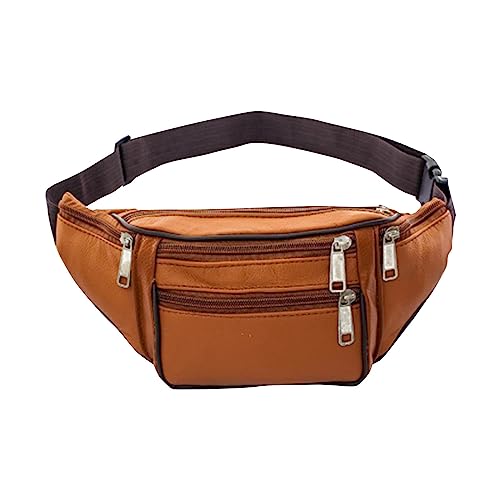 Herren + solide + Leder + Hüfttasche + Reisen + Outdoor + Hüfttasche + Sport + groß + Kapazität + Handy + Laufen + Hüfttasche mit Blase, gelb, Einheitsgröße von Generisch