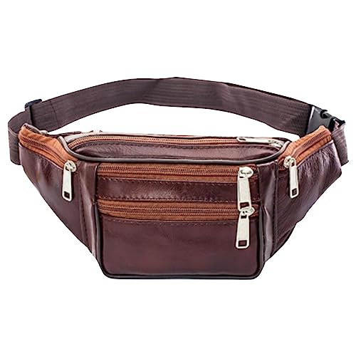 Herren + solide + Leder + Hüfttasche + Reisen + Outdoor + Hüfttasche + Sport + groß + Kapazität + Handy + Laufen + Hüfttasche mit Taschen, braun, Einheitsgröße von Generisch
