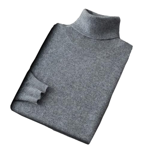 Herren 100% Kaschmir Rollkragenpullover Winter Leicht Warm Rollkragen Pullover Jersey Langarm Strickpullover, Hellgrau 9, L von Generisch