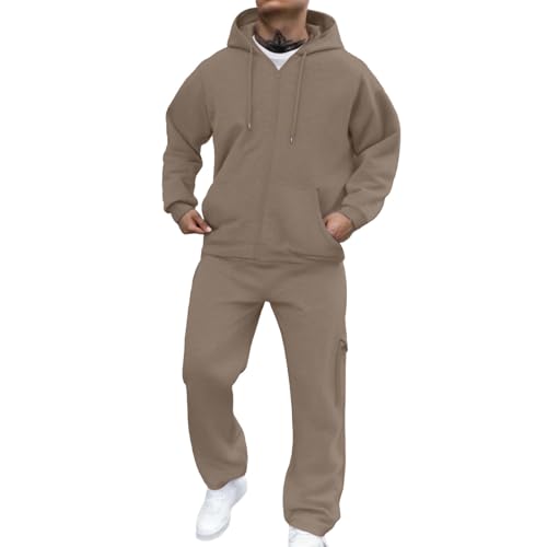 Herren 2-Teilig Set Kapuzenpullover + Jogginghose Jogginganzug Sweatjacke Trainingshose Trainingsanzug Sportanzug Freizeitanzug,Winter Jogginganzug Herren,Modisch und warm von Generisch