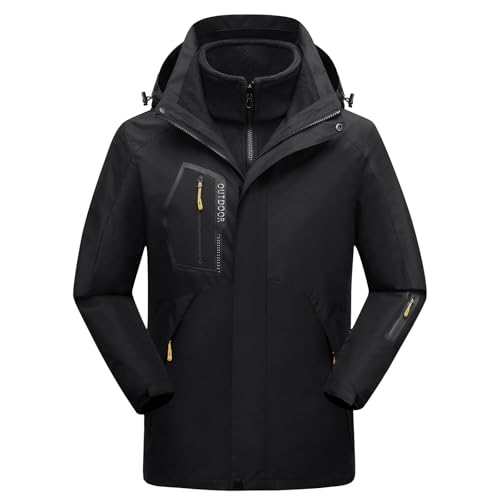 Herren 3-in-1 Wasserdichte Skijacke Windjacke Warm Gefüttert Doppeljacke Winterjacke Große Größen Leicht Sport Windjacke Funktionsjacke mit Kapuze Fleecefutter Regen und Schnee Outdoor-Wandern von Generisch