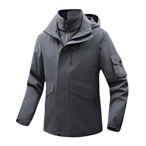 Herren 3in1 Jacket Doppeljacke Wasserdicht Warm Gefüttert Winterjacke Outdoorjacke Fahrrad Wandern Übergangsjacke Winddicht Outdoor Windbreaker Skijacke Leicht Camping Funktionsjacke Fleecejacke von Generisch