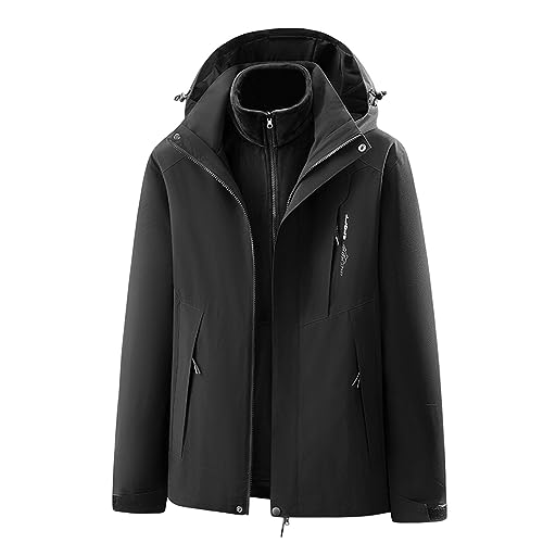 Herren 3in1 Winterjacke Doppeljacke Wasserdicht Winter Warm Gefüttert Windbreaker Winddicht Wandern Skijacke Fahrrad Outdoor Parka Jacke Mantel Funktionsjacke Sport Große Größen Übergangsjacke von Generisch