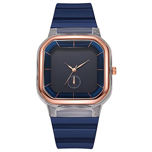 Herren Analog Quarz Uhr mit Echtes Lederarmband Schlanke, minimalistische Mode mit Armband, Zifferblatt, Damen-Quarz-Silikonarmband, Geschenkuhr (Blue, One Size) von Generisch