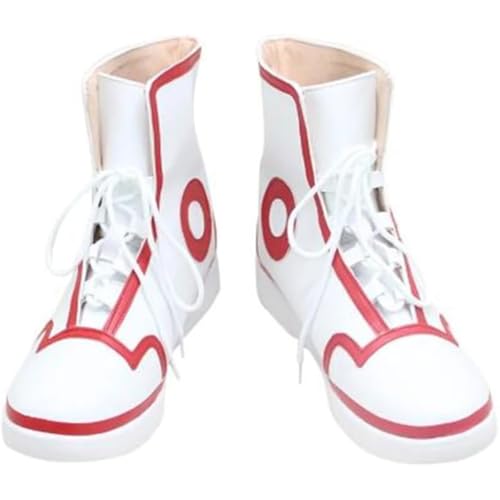 Herren Anime Cosplay Stiefel Für Denji Weiß Mode PU Leder Fancy Bühne Performance Requisiten Schuhe Halloween Comic Con (47) von Generisch